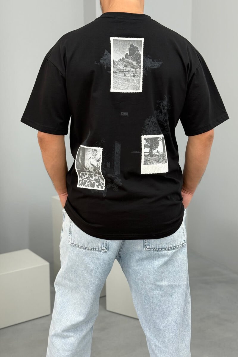 T-SHIRT I THJESHTË ME IMAZH PËR MESHKUJ NË NGJYRËN E ZEZË - 3