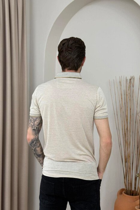T-SHIRT I THJESHTE ME JAKE POLO PER MESHKUJ NE NGJYRE BEZHE - 3