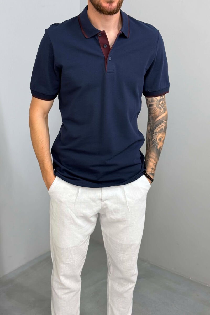 T-SHIRT I THJESHTE ME JAKE POLO PER MESHKUJ NE NGJYRE BLU TE ERRET - 4