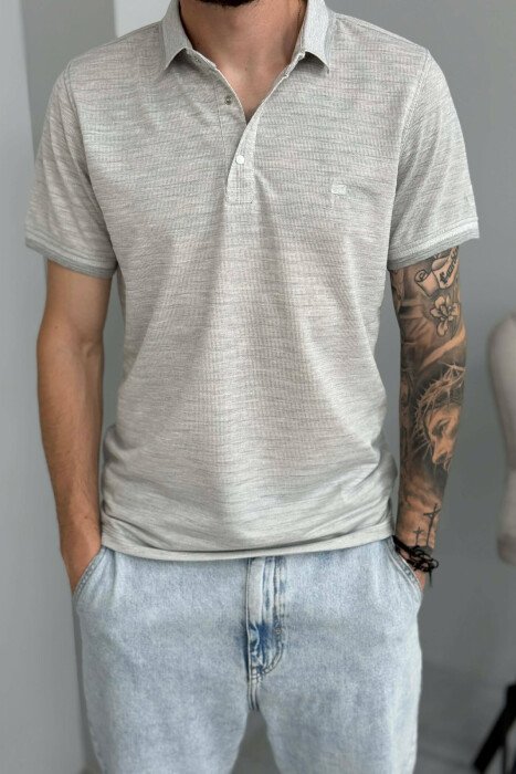 T-SHIRT I THJESHTE ME JAKE POLO PER MESHKUJ NE NGJYRE GRI - 2