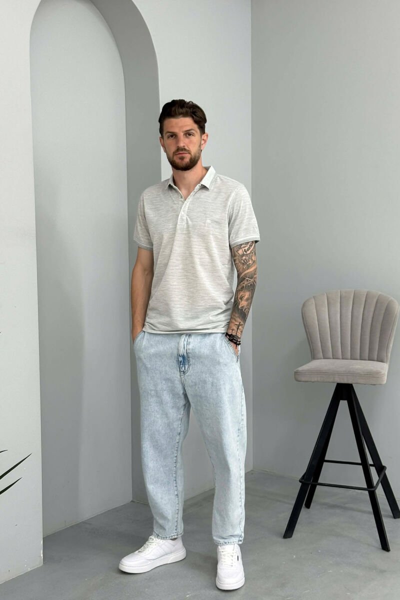T-SHIRT I THJESHTE ME JAKE POLO PER MESHKUJ NE NGJYRE GRI - 3