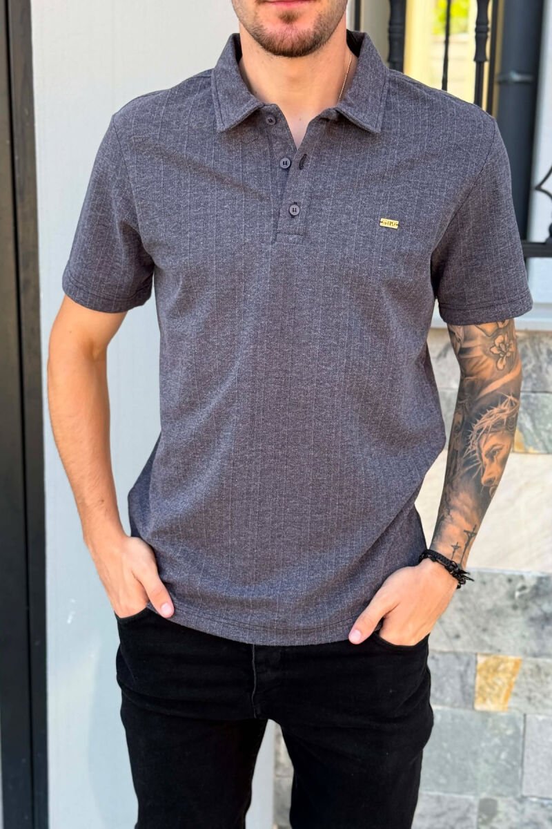 T-SHIRT I THJESHTE ME JAKE POLO PER MESHKUJ NE NGJYRE GRI E ERRET - 2