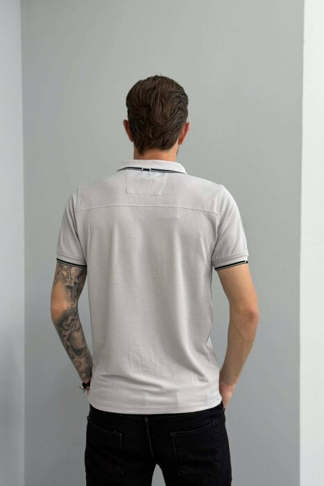 T-SHIRT I THJESHTE ME JAKE POLO PER MESHKUJ NE NGJYRE GRI - 2
