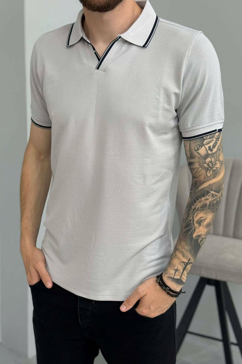 T-SHIRT I THJESHTE ME JAKE POLO PER MESHKUJ NE NGJYRE GRI - 4