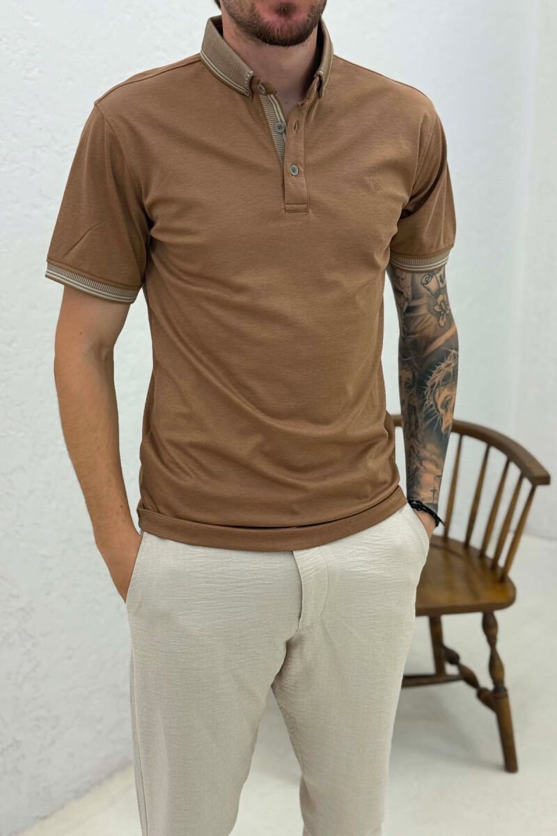T-SHIRT I THJESHTE ME JAKE POLO PER MESHKUJ NE NGJYRE KAFE - 2