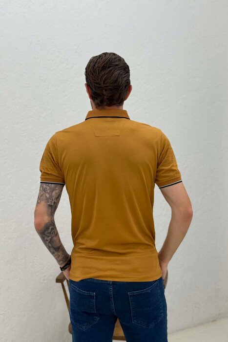 T-SHIRT I THJESHTE ME JAKE POLO PER MESHKUJ NE NGJYRE KAFE TE ZBARDHUR - 4