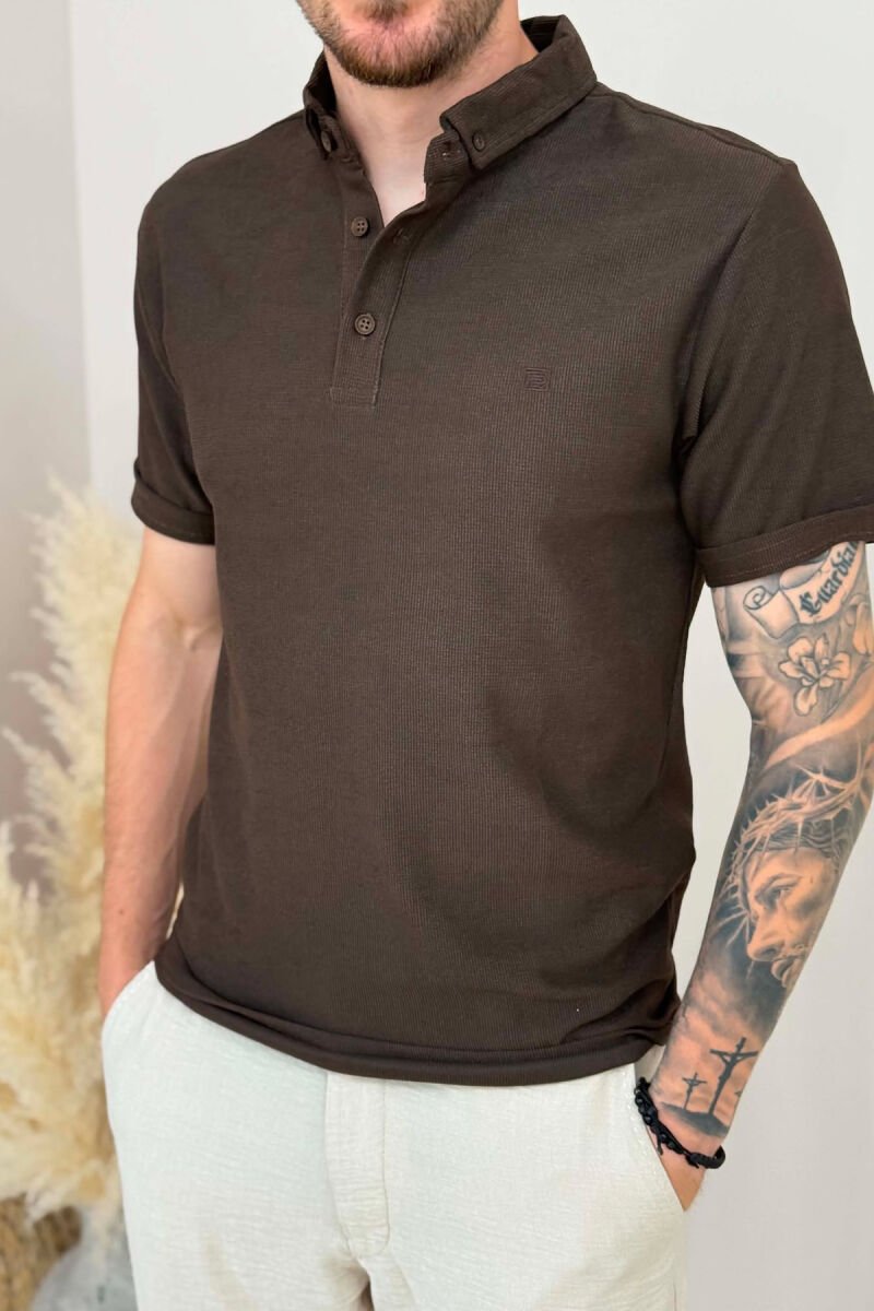 T-SHIRT I THJESHTE ME JAKE POLO PER MESHKUJ NE NGJYRE KAFE - 2