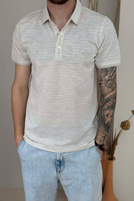 T-SHIRT I THJESHTE ME JAKE POLO PER MESHKUJ NE NGJYRE KREM - 2