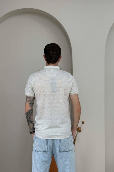 T-SHIRT I THJESHTE ME JAKE POLO PER MESHKUJ NE NGJYRE KREM - 5