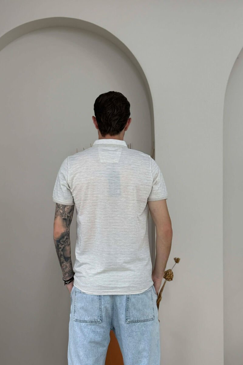 T-SHIRT I THJESHTE ME JAKE POLO PER MESHKUJ NE NGJYRE KREM - 5