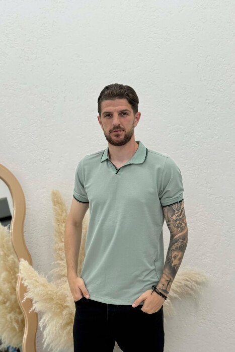 T-SHIRT I THJESHTE ME JAKE POLO PER MESHKUJ NE NGJYRE MENTE - KLAUDIO FASHION