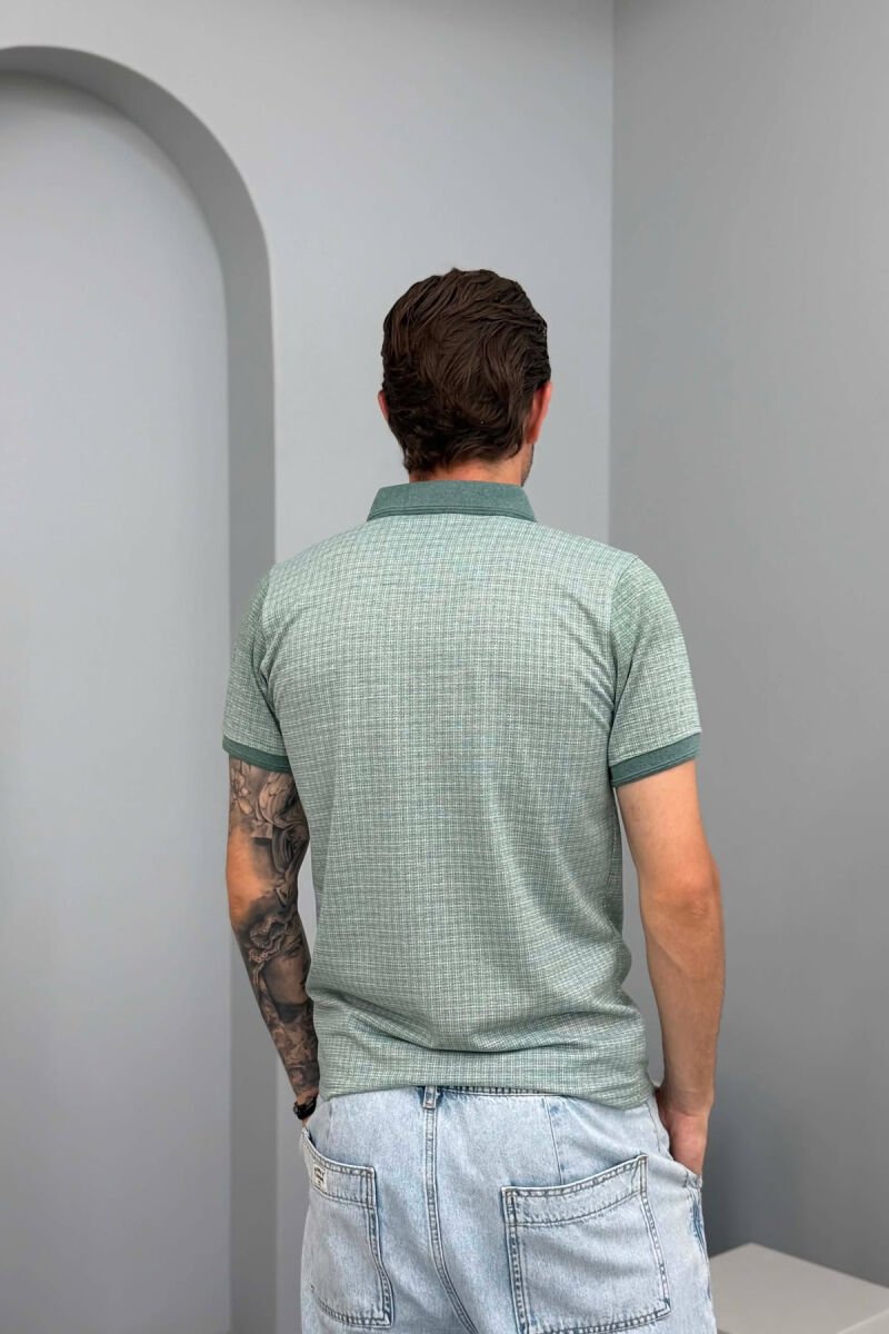 T-SHIRT I THJESHTE ME JAKE POLO PER MESHKUJ NE NGJYRE JESHILE TE ZBARDHUR - 4