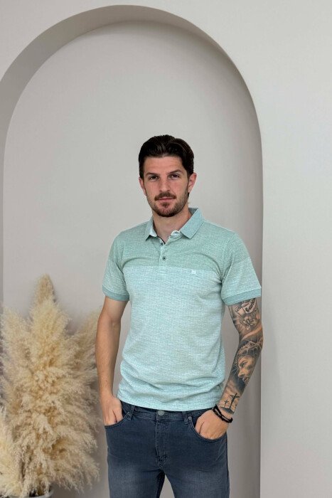 T-SHIRT I THJESHTE ME JAKE POLO PER MESHKUJ NE NGJYRE MENTE 
