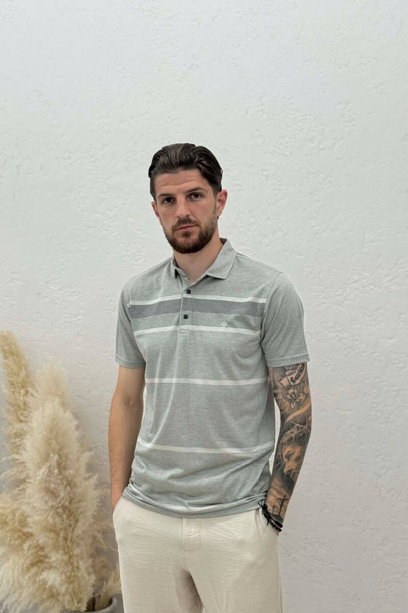 T-SHIRT I THJESHTE ME JAKE POLO PER MESHKUJ NE NGJYRE GRI - 1