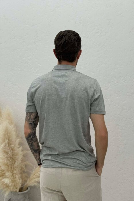 T-SHIRT I THJESHTE ME JAKE POLO PER MESHKUJ NE NGJYRE GRI - 2