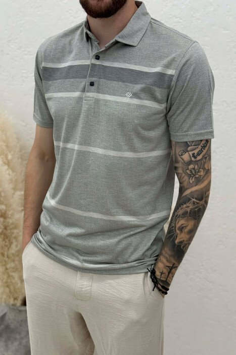 T-SHIRT I THJESHTE ME JAKE POLO PER MESHKUJ NE NGJYRE GRI - 4