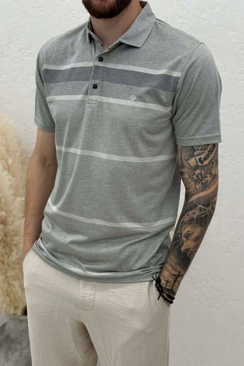 T-SHIRT I THJESHTE ME JAKE POLO PER MESHKUJ NE NGJYRE GRI - 4