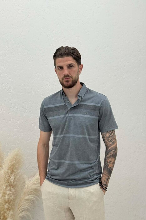 T-SHIRT I THJESHTE ME JAKE POLO PER MESHKUJ NE NGJYRE GRI TE ERRET - 1