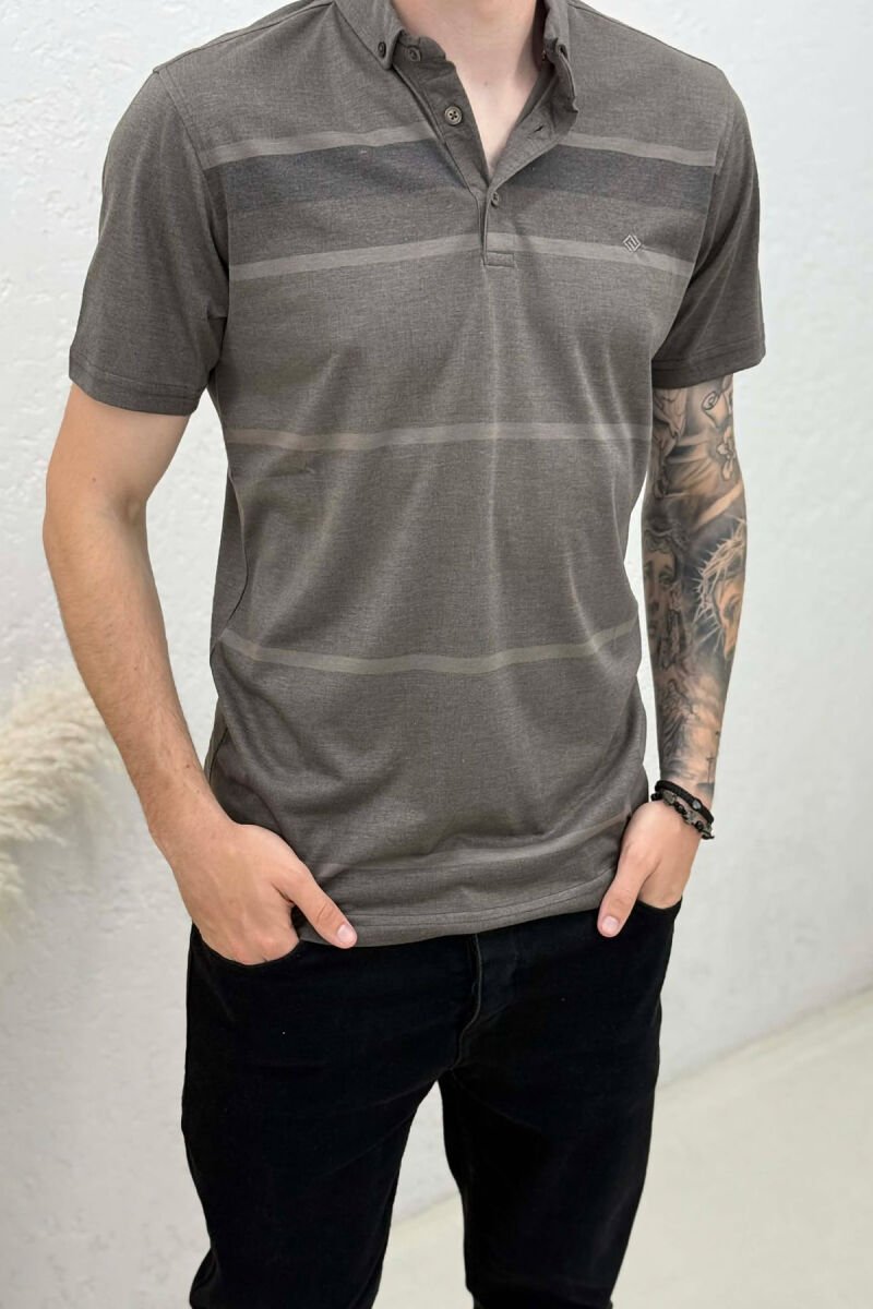 T-SHIRT I THJESHTE ME JAKE POLO PER MESHKUJ NE NGJYRE KAFE - 4