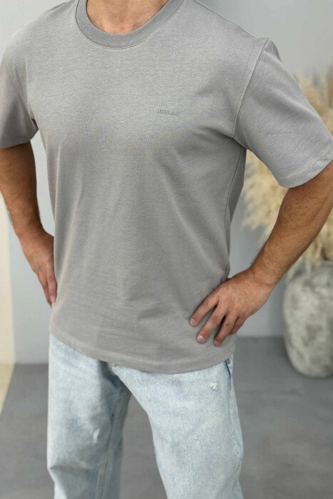 T-SHIRT I THJESHTË ME SHKRIME PËR MESHKUJ NË NGJYRËN GRI - 3