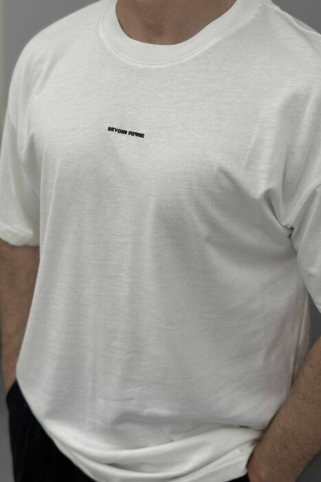 T-SHIRT I THJESHTË ME SHKRIME PËR MESHKUJ NË NGJYRËN E BARDHË - 3