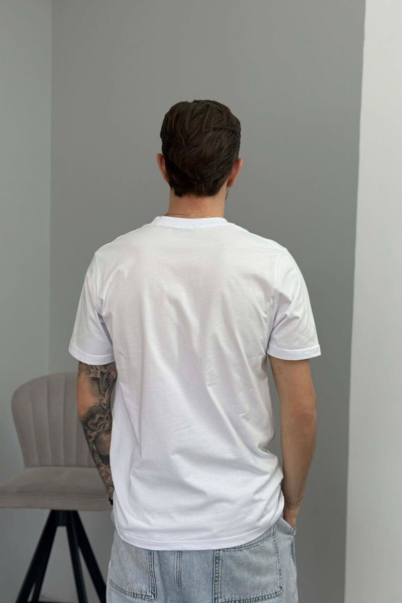 T-SHIRT I THJESHTË ME SHKRIME PËR MESHKUJ NË NGJYRËN E BARDHE - 4