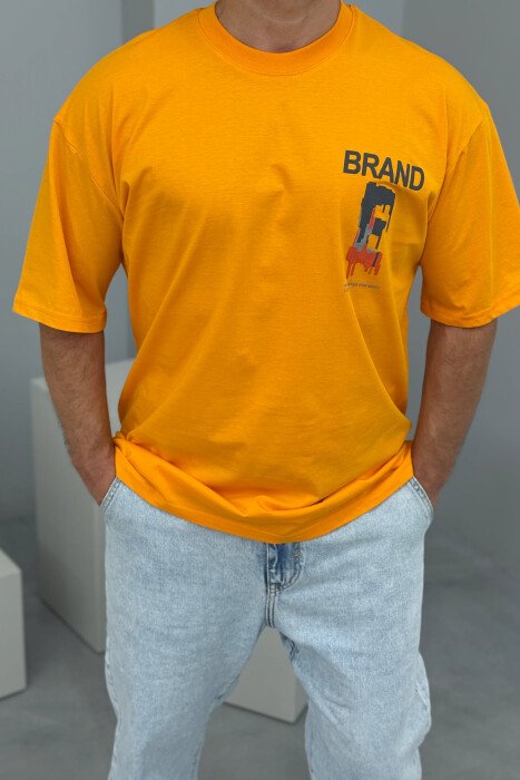 T-SHIRT I THJESHTË ME SHKRIME PËR MESHKUJ NË NGJYRËN E VERDHË - 2