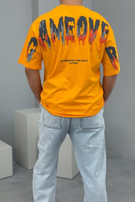 T-SHIRT I THJESHTË ME SHKRIME PËR MESHKUJ NË NGJYRËN E VERDHË - 3