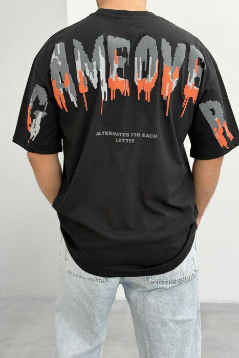 T-SHIRT I THJESHTË ME SHKRIME PËR MESHKUJ NË NGJYRËN E ZEZË - 3