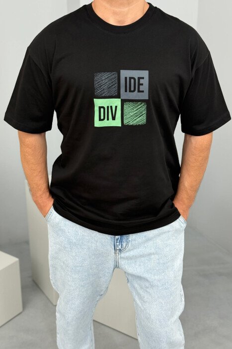 T-SHIRT I THJESHTË ME SHKRIME PËR MESHKUJ NË NGJYRËN E ZEZË - 2