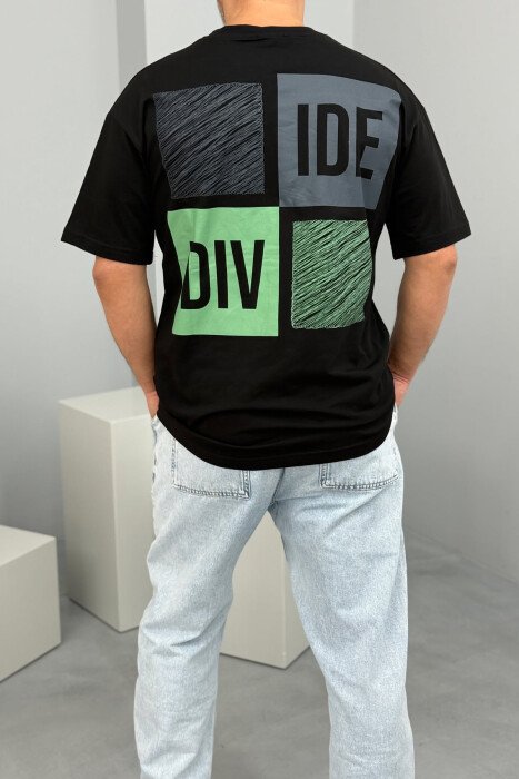 T-SHIRT I THJESHTË ME SHKRIME PËR MESHKUJ NË NGJYRËN E ZEZË - 3