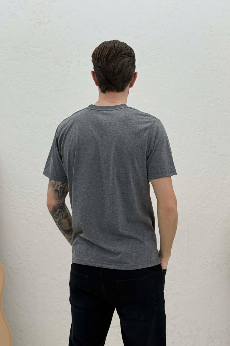 T-SHIRT I THJESHTË ME SHKRIME PËR MESHKUJ NË NGJYRËN GRI - 4