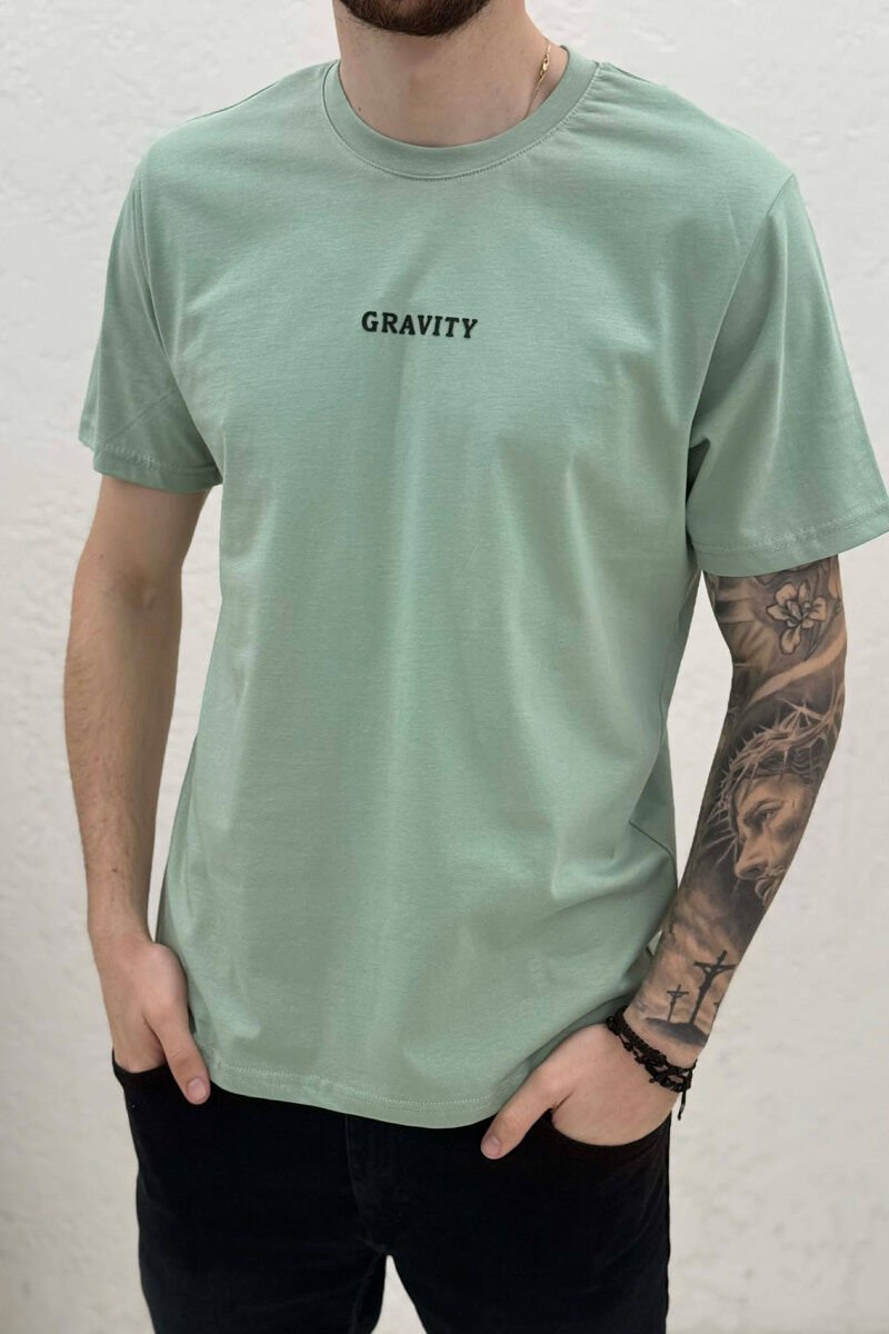 T-SHIRT I THJESHTË ME SHKRIME PËR MESHKUJ NË NGJYRËN MENTE - 2