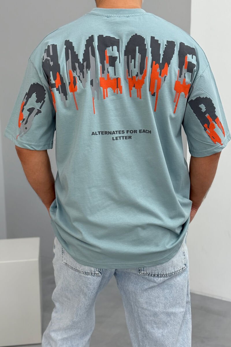 T-SHIRT I THJESHTË ME SHKRIME PËR MESHKUJ NË NGJYRËN MENTE - 3