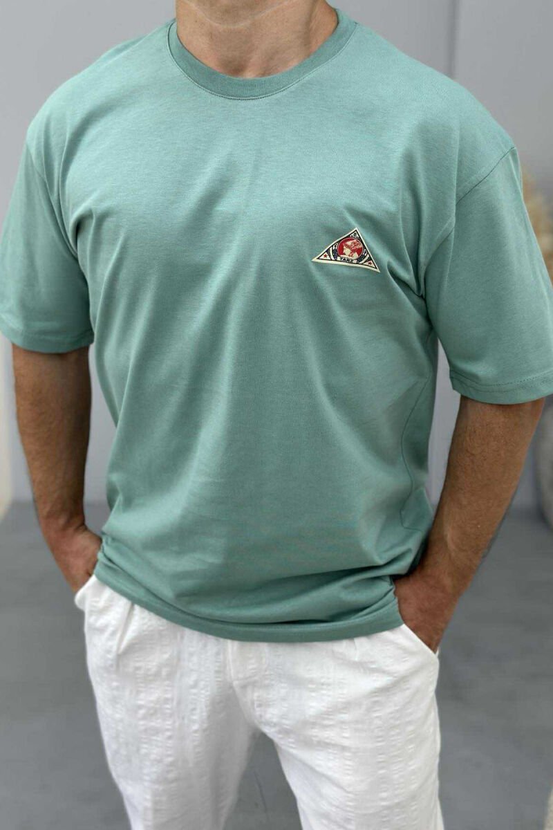 T-SHIRT I THJESHTË ME SHKRIME PËR MESHKUJ NË NGJYRËN MENTE - 2