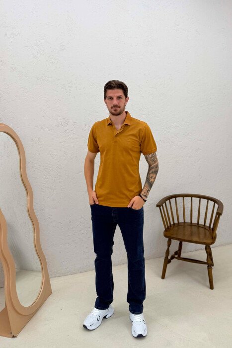 T-SHIRT I THJESHTE ME JAKE POLO PER MESHKUJ NE NGJYRE KAFE - 3
