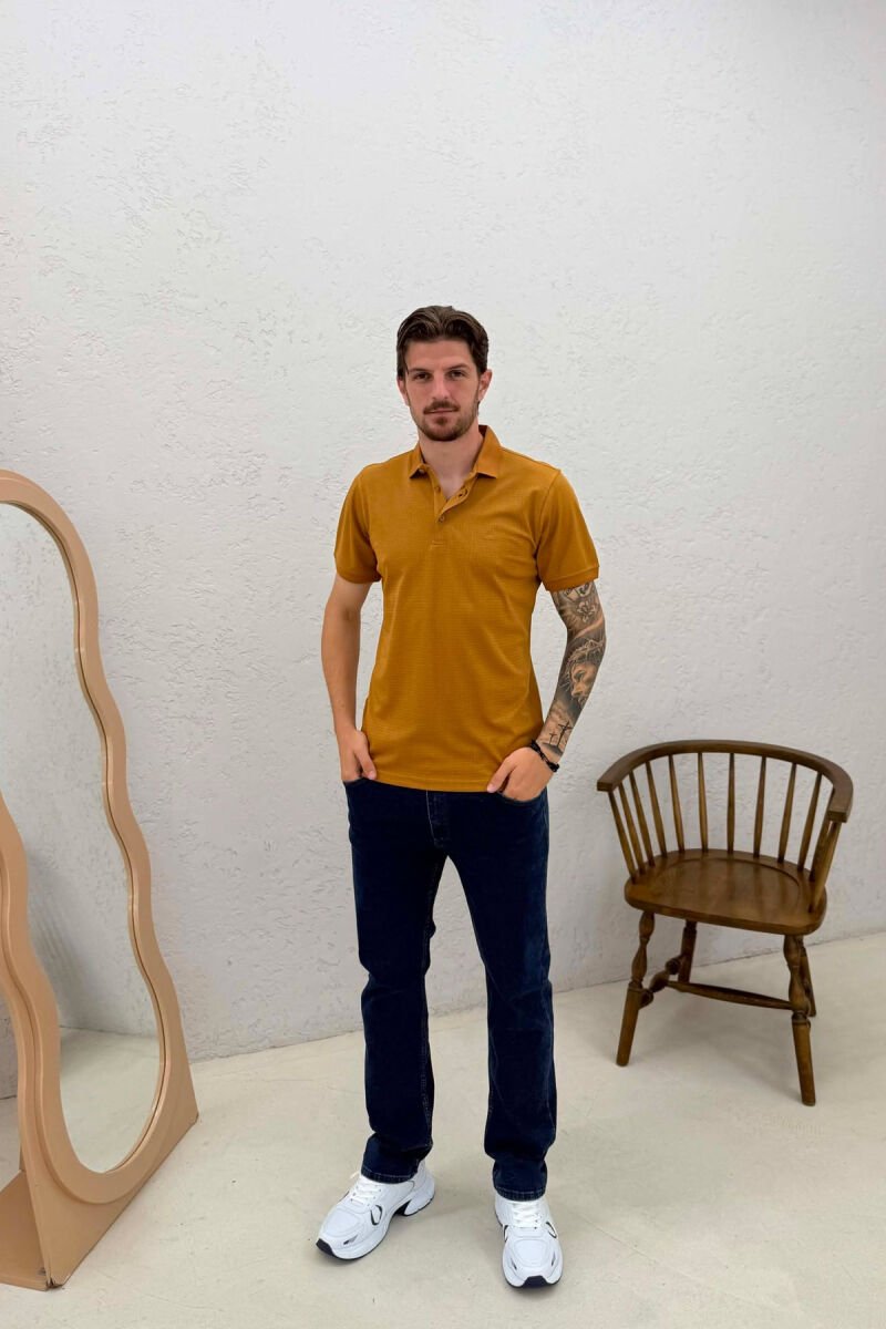T-SHIRT I THJESHTE ME JAKE POLO PER MESHKUJ NE NGJYRE KAFE - 3