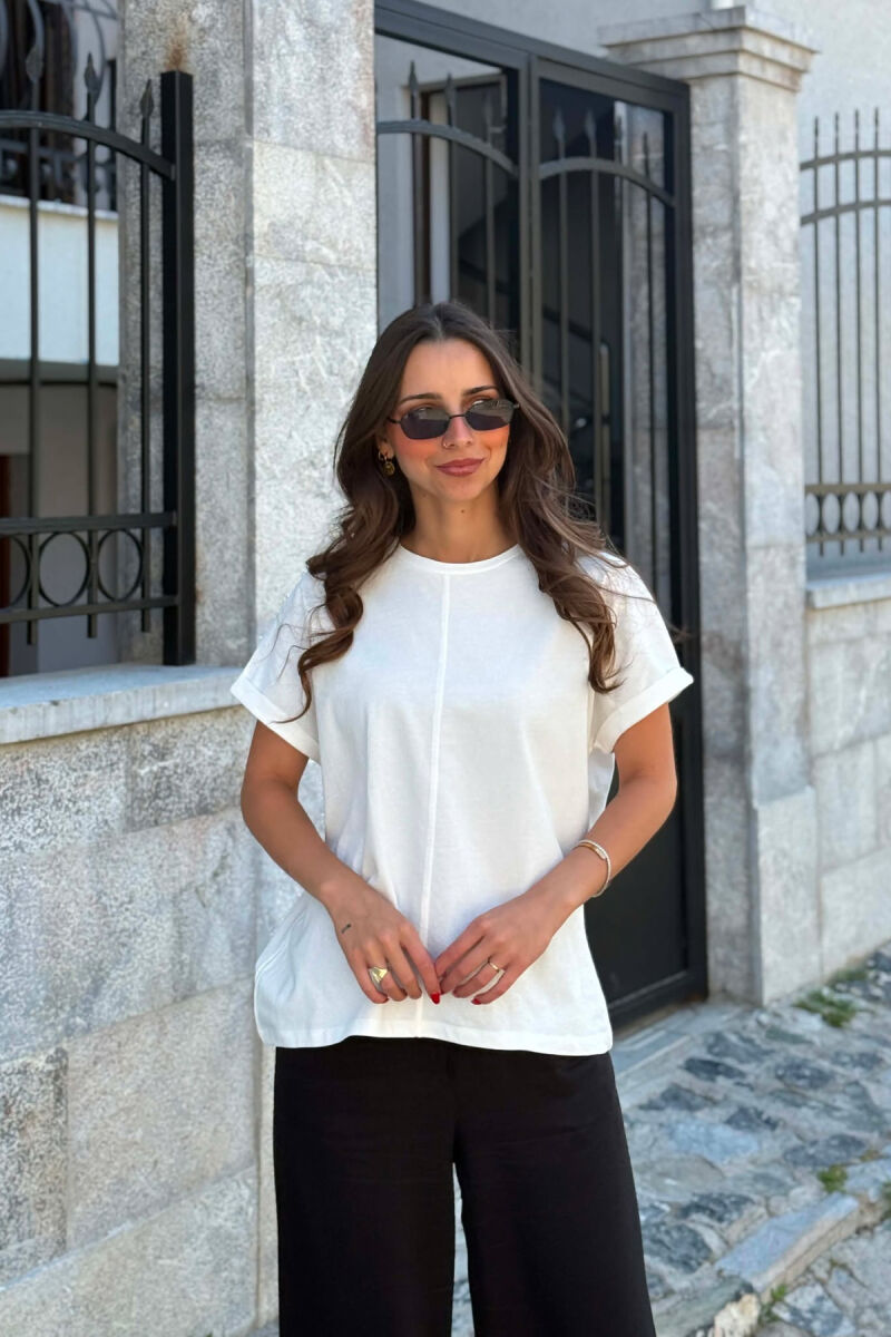 T-SHIRT I THJESHTE NJE NGJYRESH PER FEMRA NE NGJYRE TE BARDHE - 1