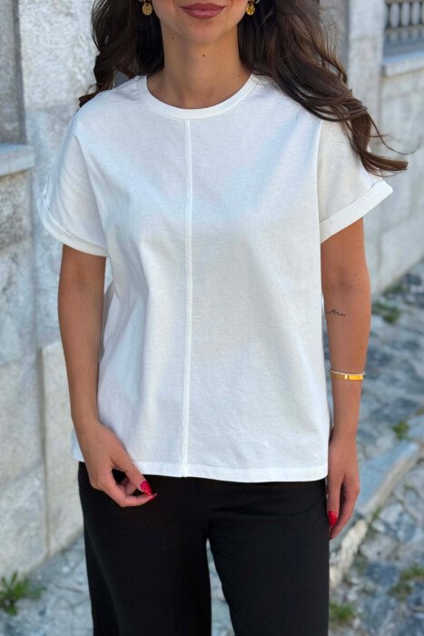 T-SHIRT I THJESHTE NJE NGJYRESH PER FEMRA NE NGJYRE TE BARDHE - 3