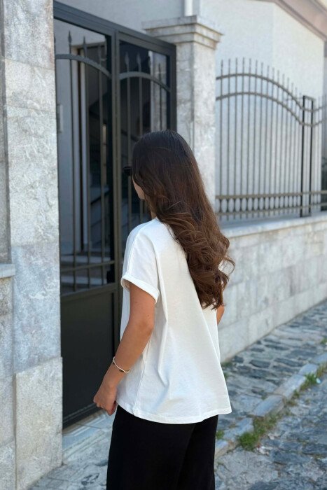 T-SHIRT I THJESHTE NJE NGJYRESH PER FEMRA NE NGJYRE TE BARDHE - 5