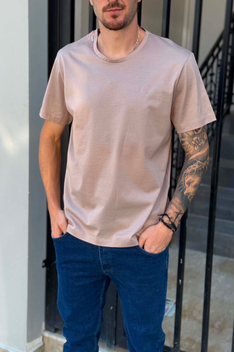 T-SHIRT I THJESHTE NJE NGJYRESH PER MESHKUJ NE NGJYRE BEZHE - 4