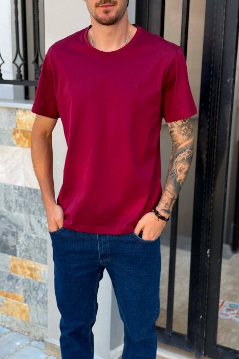 T-SHIRT I THJESHTE NJE NGJYRESH PER MESHKUJ NE NGJYRE VISHNJE - 2