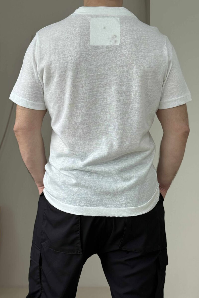 T-SHIRT NJË NGJYRËSH I THJESHTË PËR MESHKUJ NË NGJYRËN E BARDHË - 3