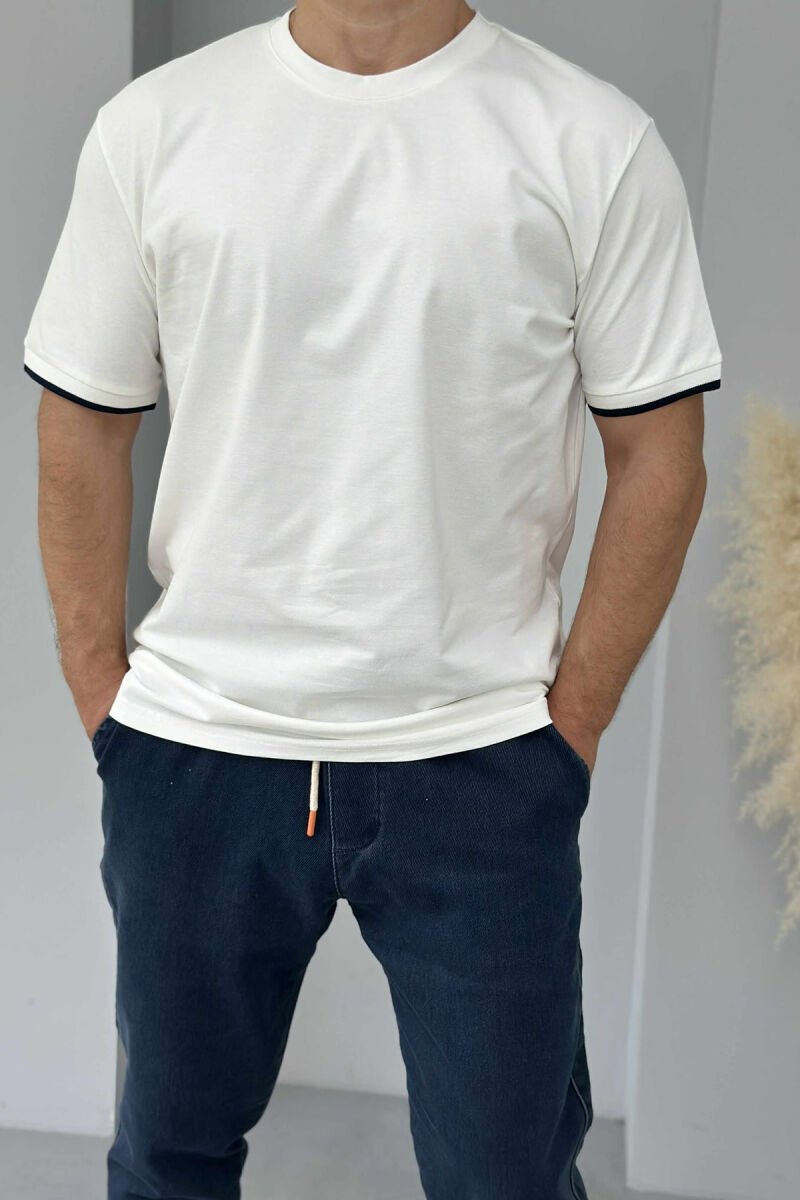 T-SHIRT NJË NGJYRËSH I THJESHTË PËR MESHKUJ NË NGJYRËN E BARDHË - 1
