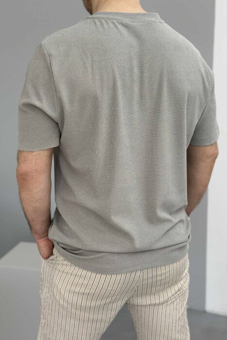 T-SHIRT I THJESHTË NJË NGJYRËSH PËR MESHKUJ NË NGJYRËN GRI - 7