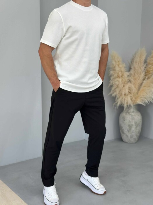 T-SHIRT NJË NGJYRËSH I THJESHTË PËR MESHKUJ NË NGJYRËN KREM - KLAUDIO FASHION