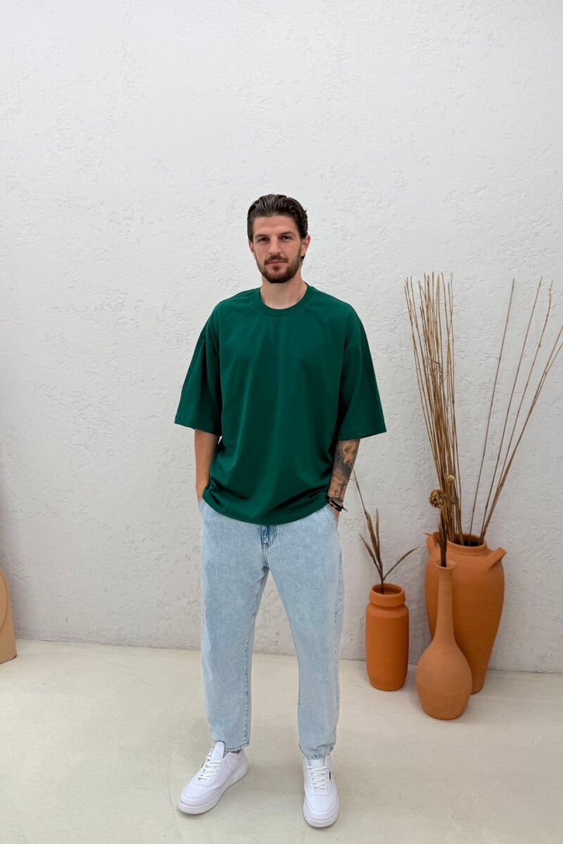 T-SHIRT I THJESHTE NJE NGJYRESH PER MESHKUJ NE NGJYRE JESHILE - 3
