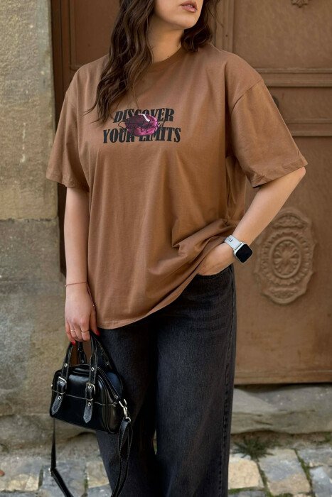 T-SHIRT I THJESHTE PER FEMRA NE NGJYRE KAFE + 6 PALE ÇORAPE DHURATE - 3