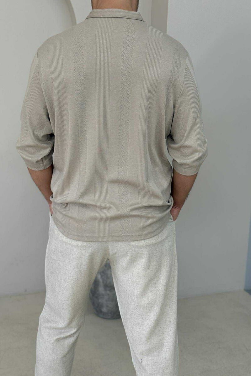 T-SHIRT I THJESHTË PËR MESHKUJ NË NGJYRËN BEZHË - 2