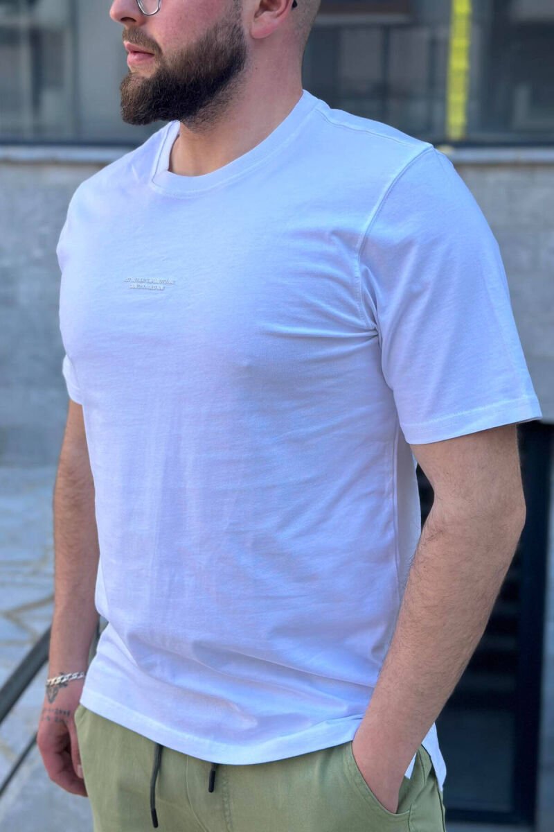 T-SHIRT I THJESHTË PËR MESHKUJ NË NGJYRËN E BARDHË - 3